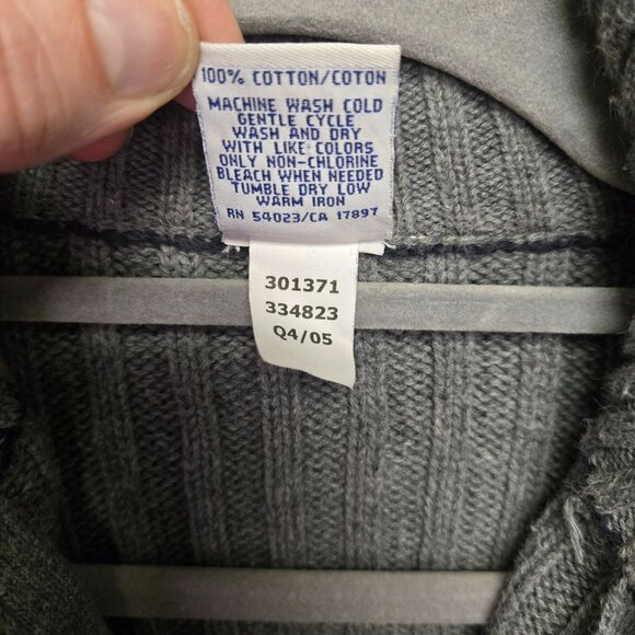 Vintage Y2K Old Navy Preppy Gray Ribbed Half-Zip Cotton Sweater Pullover - Picture 9 of 9